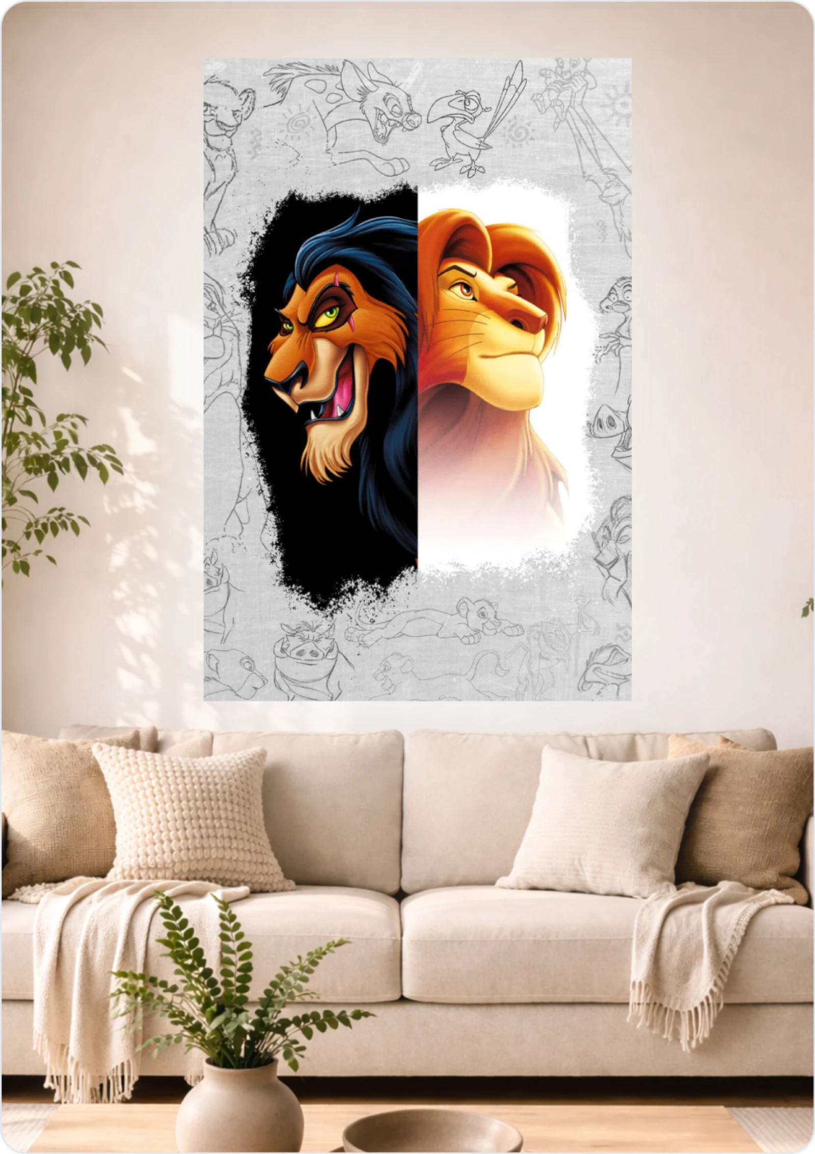 Affiche Le Roi Lion – Simba et Scar – Format A3 – Décoration murale
